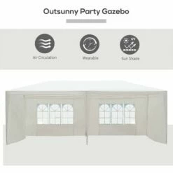 Outsunny 6m X 3m Garden Gazebo Marquee Canopy Party Tent Canopy Patio White 5 Outsunny 6m X 3m Garden Gazebo Marquee Canopy Party Tent Canopy Patio White -Outsunny store 1513477 4