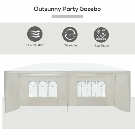 Outsunny 6m x 3m Garden Gazebo Marquee Canopy Party Tent Canopy Patio White Outsunny 6m X 3m Garden Gazebo Marquee Canopy Party Tent Canopy Patio White -Outsunny store 1513477 4