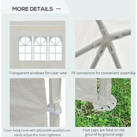 Outsunny 6m x 3m Garden Gazebo Marquee Canopy Party Tent Canopy Patio White Outsunny 6m X 3m Garden Gazebo Marquee Canopy Party Tent Canopy Patio White -Outsunny store 1513477 5