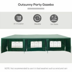 Outsunny Garden Gazebo Marquee Party Tent Wedding Canopy Outdoor Green 9m X 3m -Outsunny store 1513478 4