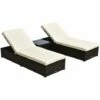 Outsunny 3 Pieces Sun Lounger Rattan Furniture Recliner Wicker Brown Garden -Outsunny store 1513482 1