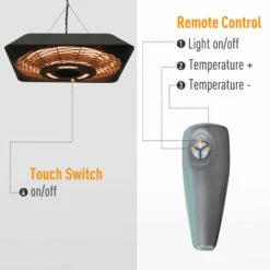 Outsunny 2000W Patio Electric Hanging Ceiling Heater Halogen Remote Aluminium -Outsunny store 16041693 4