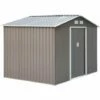 Outsunny 9 X 6FT Outdoor Storage Garden Shed Sliding Door Galvanised Metal Grey -Outsunny store 16041694 1