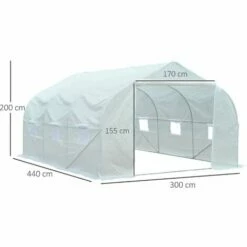 Outsunny Walk-In Polytunnel Greenhouse W/ Roll Up Door Windows, 4.5x3x2 M White -Outsunny store 16499655 2