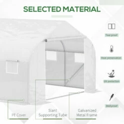 Outsunny Walk-In Polytunnel Greenhouse W/ Roll Up Door Windows, 4.5x3x2 M White -Outsunny store 16499655 4