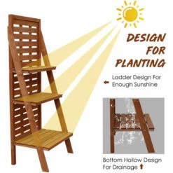 Outsunny Three-Tier Plant Rack Outdoor Organiser Unit Ladder Design Storage -Outsunny store 16499658 4