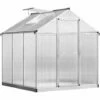 Outsunny 6x6ft Aluminium Greenhouse With/ Door Window Galvanized Base PC Panel -Outsunny store 16688487 1