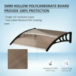 Outsunny Outdoor Window Door Canopy Fixed Awning Porch UV Water Cover Brown -Outsunny store 16688531 4
