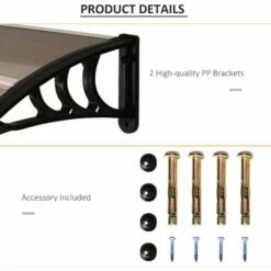 Outsunny Outdoor Window Door Canopy Fixed Awning Porch UV Water Cover Brown -Outsunny store 16688531 5