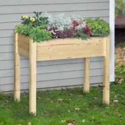 Outsunny Garden Wooden Planter Flower Raised Bed Herb Grow Box Container -Outsunny store 16812584 3