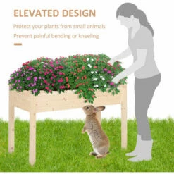 Outsunny Garden Wooden Planter Flower Raised Bed Herb Grow Box Container -Outsunny store 16812584 5