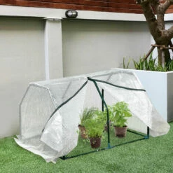 Outsunny Mini Greenhouse Grow House PVC Cover Steel Frame White 99 X 71 X 60cm -Outsunny store 16812591 3