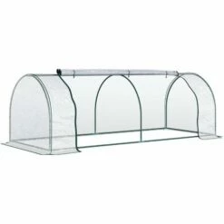 Outsunny Tunnel Greenhouse Grow House Steel Frame PVC Transparent 250x100x80 Cm