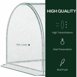 Outsunny Tunnel Greenhouse Grow House Steel Frame PVC Transparent 250x100x80 Cm -Outsunny store 16914030 4