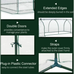 Outsunny Tunnel Greenhouse Grow House Steel Frame PVC Transparent 250x100x80 Cm -Outsunny store 16914030 5