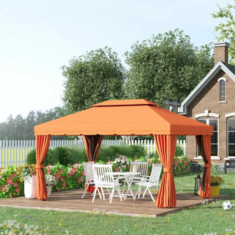 Outsunny 3m x 3.6m Aluminium Gazebo Canopy Patio Marquee Party Tent Orange Outsunny 3m X 3.6m Aluminium Gazebo Canopy Patio Marquee Party Tent Orange -Outsunny store 16968285 3