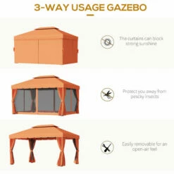 Outsunny 3m X 3.6m Aluminium Gazebo Canopy Patio Marquee Party Tent Orange 6 Outsunny 3m X 3.6m Aluminium Gazebo Canopy Patio Marquee Party Tent Orange -Outsunny store 16968285 5