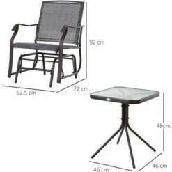 Alternative view of Outsunny 3 PCS Outdoor Sling Fabric Rocking Glider Chair W/ Table Set Grey