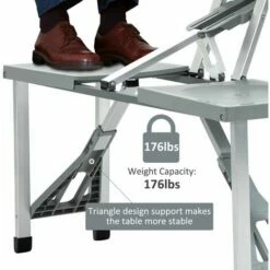 Outsunny Picnic Table Chair Set 4 Seat Aluminium PP W/ 2.7cm Umbrella Hole -Outsunny store 16968421 5