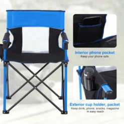 Outsunny Outdoor Folding Fishing Camping Chair W/Cup Holder,Pocket,Backrest Blue -Outsunny store 16968425 5