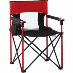Outsunny Outdoor Folding Fishing Camping Chair W/Cup Holder,Pocket,Backrest Red