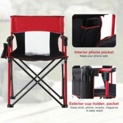 Outsunny Outdoor Folding Fishing Camping Chair W/Cup Holder,Pocket,Backrest Red 6 Outsunny Outdoor Folding Fishing Camping Chair W/Cup Holder,Pocket,Backrest Red -Outsunny store 16968428 5
