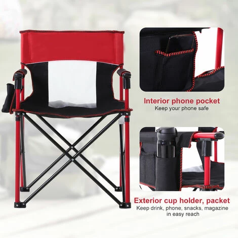 Outsunny Outdoor Folding Fishing Camping Chair w/Cup Holder,Pocket,Backrest Red Outsunny Outdoor Folding Fishing Camping Chair W/Cup Holder,Pocket,Backrest Red -Outsunny store 16968428 5