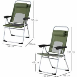 Outsunny Outdoor Garden Folding Chair Armchair Reclining Seat W/Pillow Green -Outsunny store 16968445 2