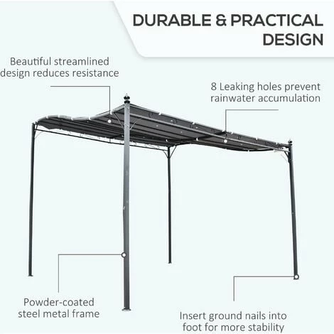 Outsunny 3m x 3m Gazebo Backyard Pool Garden Pergola Canopy Sun Shade Shelter Soft Top Outsunny 3m X 3m Gazebo Backyard Pool Garden Pergola Canopy Sun Shade Shelter Soft Top -Outsunny store 16968457 4