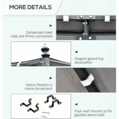 Outsunny 3m X 3m Gazebo Backyard Pool Garden Pergola Canopy Sun Shade Shelter Soft Top 6 Outsunny 3m X 3m Gazebo Backyard Pool Garden Pergola Canopy Sun Shade Shelter Soft Top -Outsunny store 16968457 5