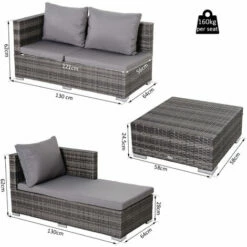 Outsunny Rattan Garden Sofa Set Storage Table Wicker Patio Lounger 4-Seater Grey -Outsunny store 16968470 2