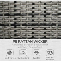 Outsunny Garden Patio Rattan Wicker Furniture Single Cube Chair Sofa Outdoor Grey -Outsunny store 17049183 4