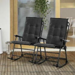 Outsunny Single Seat Replacement High Back Chair Folding Garden Seat Pad - Grey -Outsunny store 17049202 3