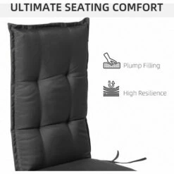 Outsunny Single Seat Replacement High Back Chair Folding Garden Seat Pad - Grey -Outsunny store 17049202 4