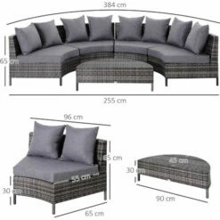 Outsunny 5PCS Garden Rattan Wicker Sofa Outdoor Patio Furniture Set W/ Pillow -Outsunny store 17049203 2