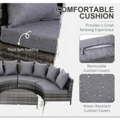 Outsunny 5PCS Garden Rattan Wicker Sofa Outdoor Patio Furniture Set W/ Pillow -Outsunny store 17049203 5