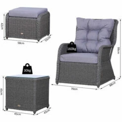 Outsunny Garden Sofa Chair & Stool Table Set Patio Wicker Weave Furniture Set -Outsunny store 17049205 2