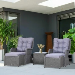 Outsunny Garden Sofa Chair & Stool Table Set Patio Wicker Weave Furniture Set -Outsunny store 17049205 3