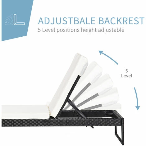 Outsunny 3 Pack Rattan Wicker Adjustable Lounge Chair w/ Cushions Set, Black Outsunny 3 Pack Rattan Wicker Adjustable Lounge Chair W/ Cushions Set, Black -Outsunny store 17049207 4