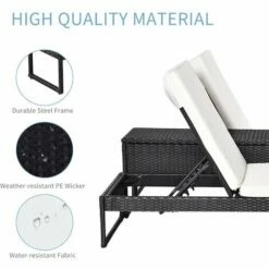 Outsunny 3 Pack Rattan Wicker Adjustable Lounge Chair W/ Cushions Set, Black 6 Outsunny 3 Pack Rattan Wicker Adjustable Lounge Chair W/ Cushions Set, Black -Outsunny store 17049207 5