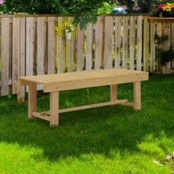 Outsunny 1.1M Outdoor Garden Bench Patio Loveseat Fir Solid Wood 2 Person -Outsunny store 17274291 3