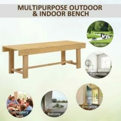 Outsunny 1.1M Outdoor Garden Bench Patio Loveseat Fir Solid Wood 2 Person -Outsunny store 17274291 5