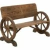 Outsunny Rustic Wood Design Home Garden Wagon Wheel Bench Décor Outdoor Loveseat -Outsunny store 17274305 1