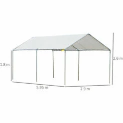 Outsunny 2-Rooms Outdoor Carport Galvanized Steel Frame Tent UV Resistant White -Outsunny store 17274335 2