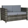 Outsunny Rattan Wicker 2-seat Sofa Loveseat Padded Garden Furniture Grey -Outsunny store 17274348 1
