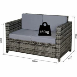 Outsunny Rattan Wicker 2-seat Sofa Loveseat Padded Garden Furniture Grey -Outsunny store 17274348 2