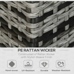 Outsunny Rattan Wicker 2-seat Sofa Loveseat Padded Garden Furniture Grey -Outsunny store 17274348 4