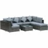 Outsunny 8pc Rattan Sofa Garden Furniture Aluminium Outdoor Patio Set Grey -Outsunny store 17274361 1