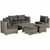 Outsunny 8pc Outdoor Patio Furniture Set Weather Wicker Rattan Sofa Chair Grey -Outsunny store 17274365 1