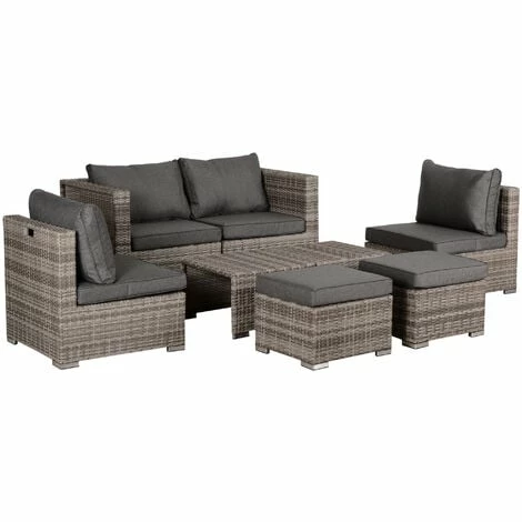 Outsunny 8pc Outdoor Patio Furniture Set Weather Wicker Rattan Sofa Chair Grey Outsunny 8pc Outdoor Patio Furniture Set Weather Wicker Rattan Sofa Chair Grey -Outsunny store 17274365 1